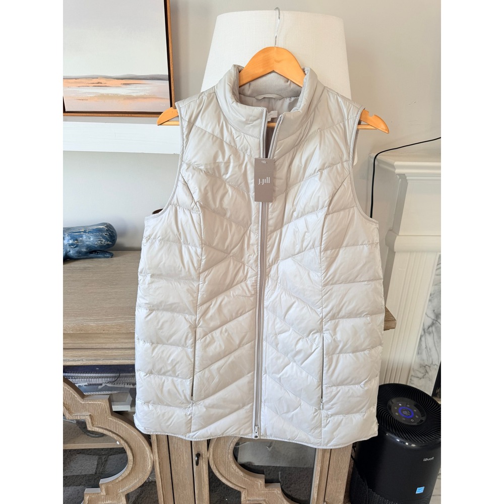 J. Jill Down Puffer‎ Vest Womens Medium Fog Grey NWT